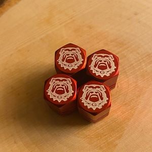 Georgia Bulldog Tire Valve Stem Engraved on Top.